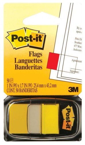  Zakładki indeksujące 25x43mm 3M, PP żółte 50 kartek