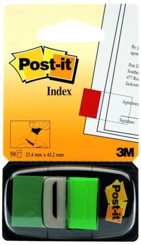  Zakładki indeksujące 25x43mm 3M, PP zielone 50 kartek