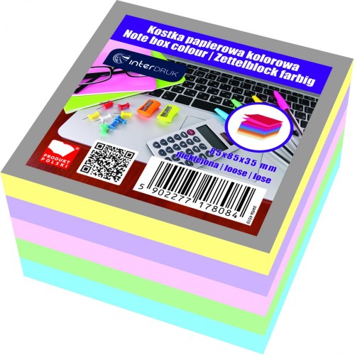 Notes kostka Interdruk, kolor 85x85x35mm nieklejona 
