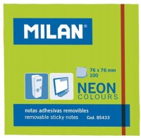 Notes samoprzylepny Milan, 76x76mm, neon zielony, 100 kartek
