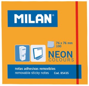  Notes samoprzylepny Milan, 76x76mm, neon pomarańczowy, 100 kartek
