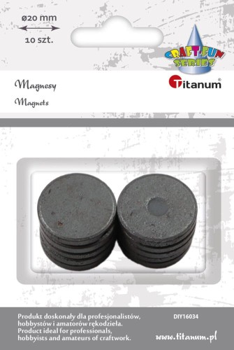 Magnesy do tablic Titanum, 20mm, 10 sztuk, neodymowe