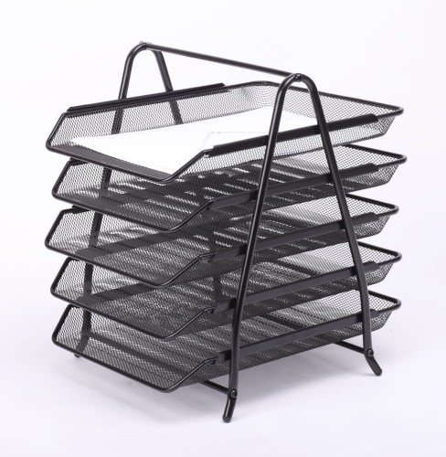 Półka na dokumenty Tres, druciana, 5 sztuk, czarna