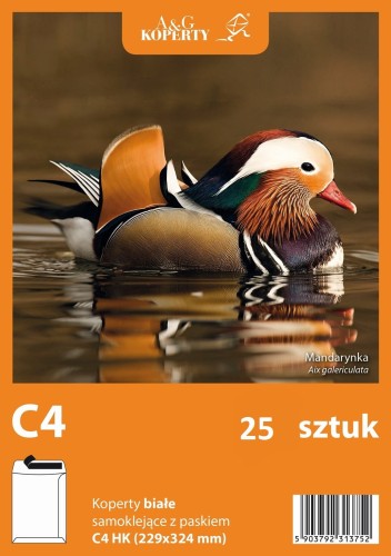 Koperta C-4 biała z paskiem  (25 sztuk)