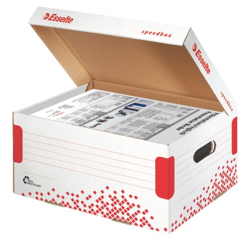 Pudło do archiwum Esselte Speedbox z wiekiem – składane, białe, 150 mm