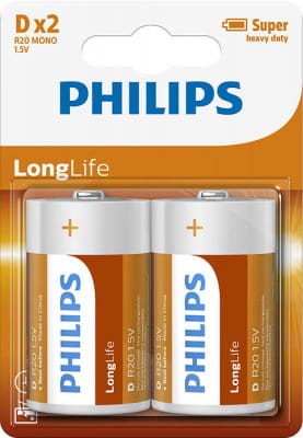 Bateria Philips Longlife, R 20, 2 sztuki