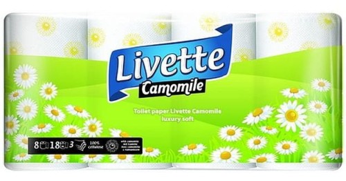 Papier toaletowy Livette, rumiankowy, 3 warstwy, 8 rolek