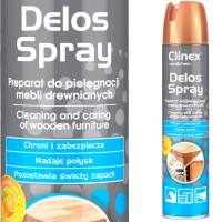 Spray Clinex Delos do czyszczenia i pielęgnacji mebli drewnianych 
