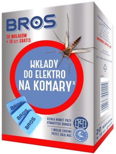 BROS Wkłady do elektrofumigatora na komary, 20 sztuk