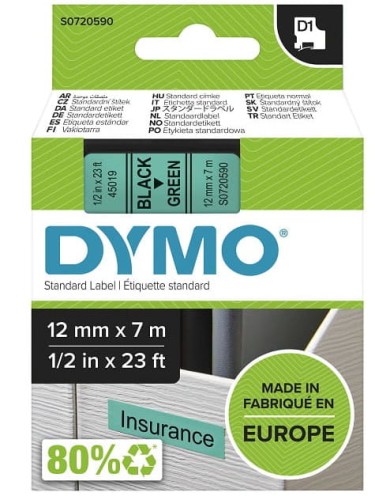 Taśma do druku D1 12/7 czarny/zielony 45019 n/o