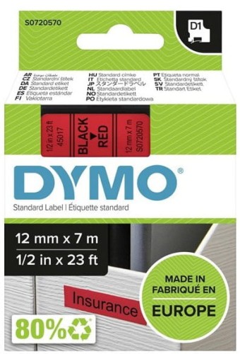 Taśma do drukarki DYMO D1 12/7 czarny/czerwony 45017 n/o