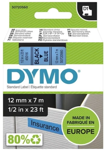 Taśma do drukarki DYMO D1 12/7 czarny/niebieski 45016 n/o