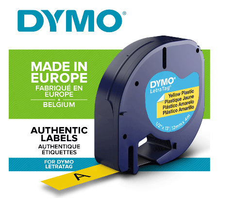 Taśma do drukarki DYMO Letra Tag 12/4 żółta 59423
