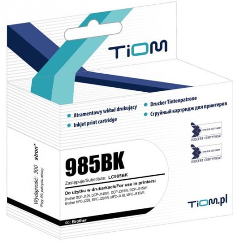 Tusz TiOM Brother LC-985 BK czarny