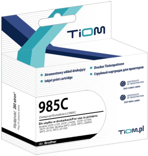 Tusz TiOM Brother LC-985 C cyan