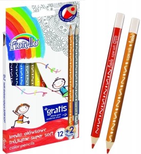 Kredki ołówkowe Fiorello Super Soft trójkątne 12 kolorów