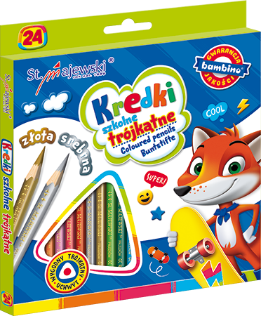 Kredki ołówkowe 24 kolory, 18cm Majewski