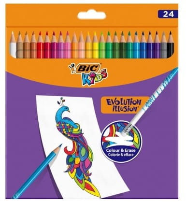 Kredki BIC Evolution Illusion 24 kolory z gumką