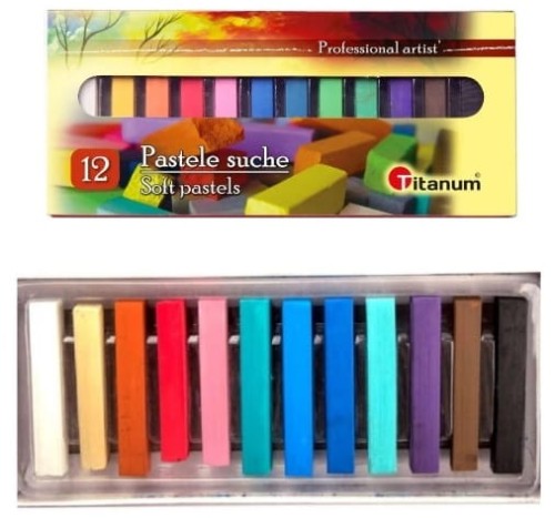 Kredki pastele suche 12 kolorów Titanum