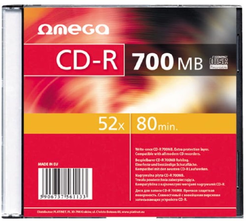 Płyta CD-R Omega , 52x700MB, slim case