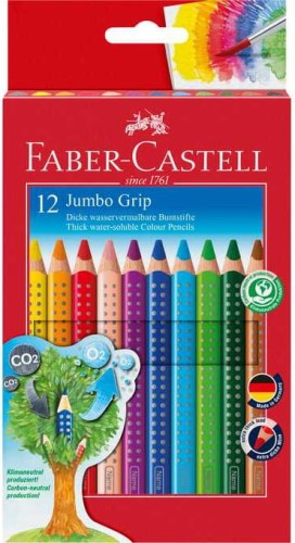 Kredki ołówkowe  Faber Castell Jumbo Grip, 12 kolorów + temperówka