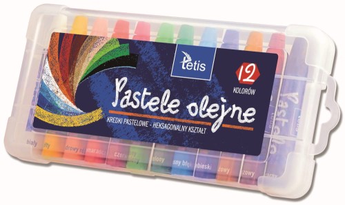 Kredki pastele olejne 12 kolorów w plastikowym etui Tetis