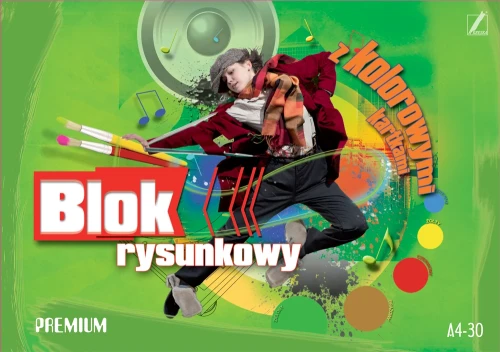 Blok rysunkowy A-4, Premium, kolorowy
