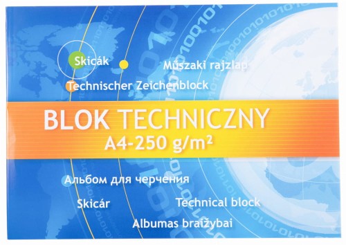Blok techniczny A-4, biały, 250g