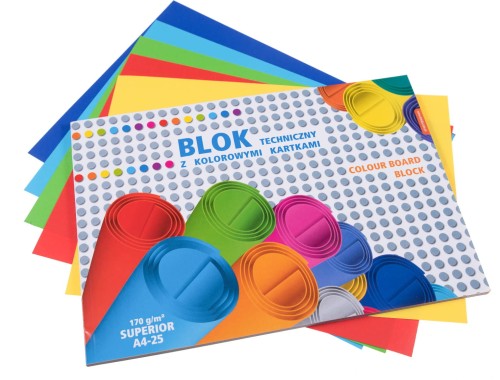 Blok techniczny A-4, kolorowy, 170g