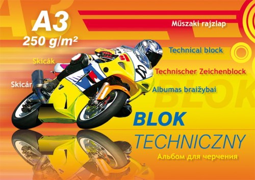Blok techniczny A-3, biały, 250g