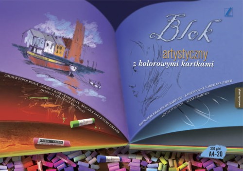 Blok techniczny artystyczny A-4, kolorowy, 300g