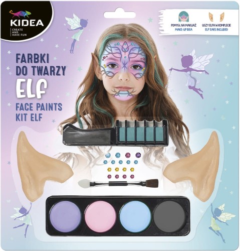 Farby do malowania twarzy 4 kolory elf+ uszy Kidea