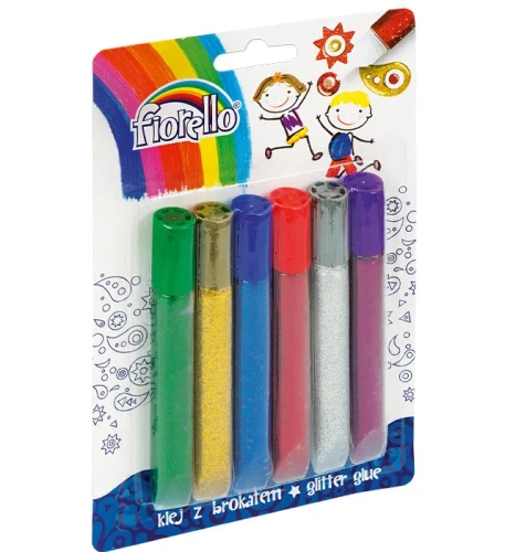 Brokat z klejem Fiorello, 6 kolorów x 13ml
