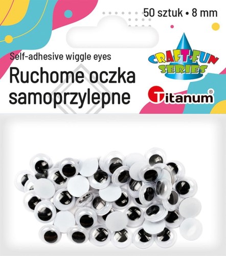 Oczka ruchome samoprzylepne Titanum Craft-Fun Series, 8mm, 50 sztuk