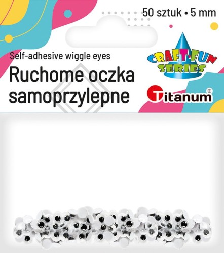 Oczka ruchome samoprzylepne Titanum Craft-Fun Series, 5mm, 50 sztuk