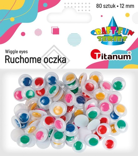 Oczka ruchome Titanum Craft-Fun Series kolorowe, 12mm, 80 sztuk