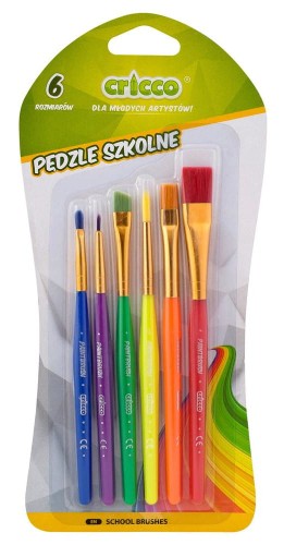 Pędzle szkolne Cricco, 6 rozmiarów