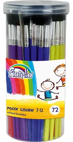 Pędzle szkolne okrągłe Fiorello, 6 rozmiarów, 72 sztuki