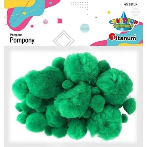 Pompony Titanum Craft-Fun Series zielone, 45 sztuk