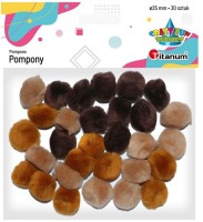 Pompony Titanum Craft-Fun Series akrylowe brązowy, 30 sztuk