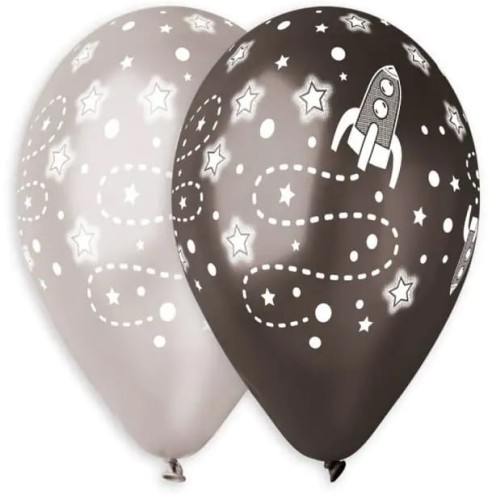 Balony nadruk kosmos czarny/szary metalik