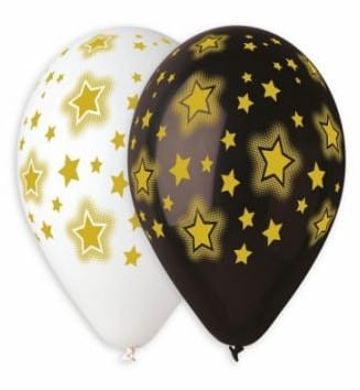 Balon świecące gwiazdy biały/czarny
