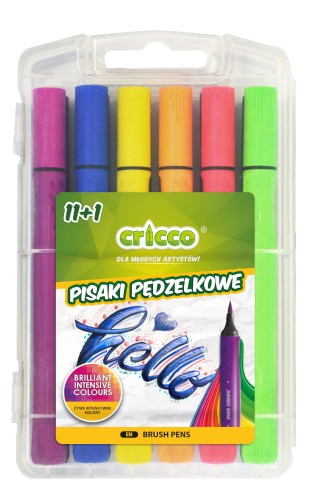 Pisaki pędzelkowe Cricco, 12 kolorów