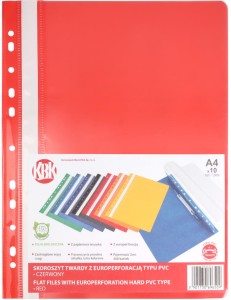 Skoroszyt plastikowy wpinany KBK A-4, czerwony