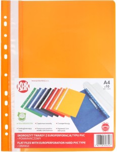 Skoroszyt plastikowy wpinany KBK A-4, pomarańczowy