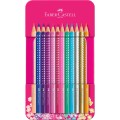 Kredki ołówkowe Faber Castell Sparkle metalowe opakowanie, 12 kolorów 