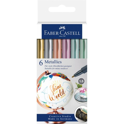 Pisaki Faber Castell, 6 kolorów, metaliczne