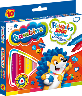 Flamastry trójkątne Jumbo  Bambino, 10 kolorów  