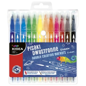 Pisaki dwustronne pędzelkowe Kidea, 12 kolorów