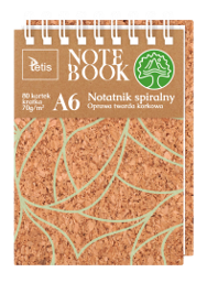 Kołonotatnik Tetis, A-6 80 kartek, oprawa korkowa, kratka